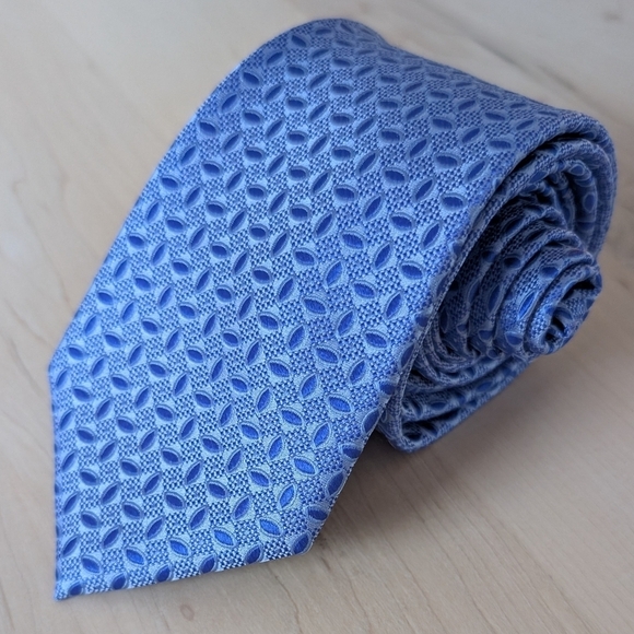 Joseph & Feiss Blue Silk Geometric Tie - Picture 1 of 9